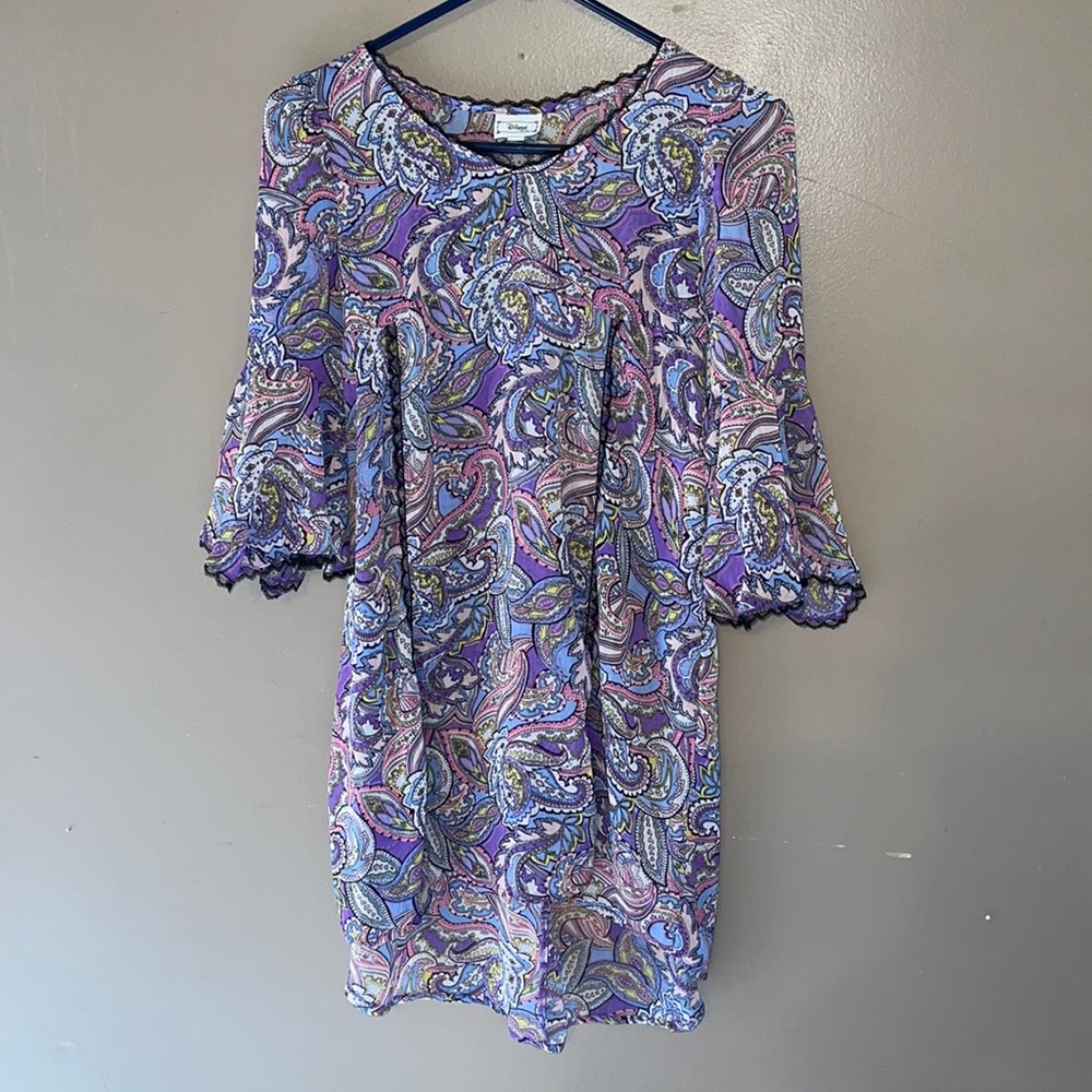 D.Signed Sheer Paisley Lace Trimmed Dress Cover-Up